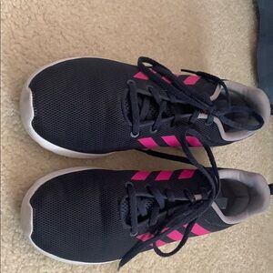 Adidas Black Sneakers with Pink Stripes